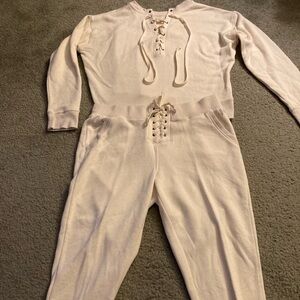 Cream Lace-Up Lounge Set